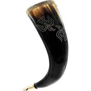 Jarra de cuerno de búfalo pulida a mano, copa de cerveza nórdica con soporte para bodas, hogar u hotel DE LA India - Product Image 5
