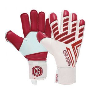 Gants de gardien de but de football, extérieur, réglables, respirants, design rayé rouge et blanc, paume en latex blanc, coupe plate, silicone injecté - Product Image 5