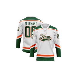 Maillots de hockey sur glace unisexes, design personnalisé, nom d'équipe OEM, impression par sublimation, respirant, 100% polyester, ensembles uniformes, pantalons, populaires - Product Image 5