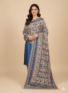 New Arrival Handmade Luxury Wedding Wear Block Silk Along with Indian Rose Gold Turkish Gotta <b>Shawl</b> Fabric Medium Silk Anarkali - Product Image 4