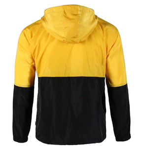Chaqueta cortavientos de bloques de color amarillo y negro para hombre, impermeable con capucha, ligero, impermeable para exteriores, ropa informal a prueba de viento - Product Image 6