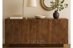 Buffet vintage en bois massif de style transitionnel avec une touche rustique, meuble pour la salle à manger, le salon, le bar et le bureau à domicile - Product Image 4