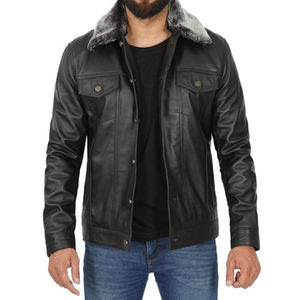 Veste en cuir véritable pour homme, veste de moto d'hiver, fermeture éclair, logo personnalisé, OEM ODM, vente en gros, fabricant d'usine - Product Image 1