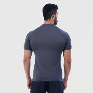 T-shirt Speed Fit Slim Fit 100% polyester tricoté 200 grammes teint uni avec impression sérigraphiée gris exercice - Product Image 2