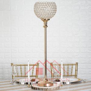 Bougeoir Globe en cristal argenté, support de bougie en métal avec centre de table Globe en cristal pour décorations - Product Image 2