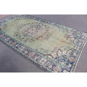 Alfombra de 6.4x10.6 pies, Alfombra Turca Vintage, Alfombra de Lana con Estampado Animal Azul Verde - Product Image 3