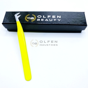 Pince à épiler personnalisée en acier inoxydable jaune néon pour extension de cils pince à épiler à tête ronde - Product Image 6