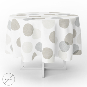 Tovaglia rotonda in tela cerata antimacchia / 140 cm. Cerchi Beige - Product Image 1