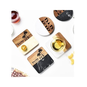 Elegant round Wood <b>Marble</b> & Stone <b>Coasters</b> for Home & Office Stylish Restaurant & Hotel Mats & Pads Decorative - Product Image 2