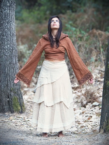 Sudadera con capucha 100% algodón Tribal Wrap Top transpirable Earthy Natural con estampado de bloques Ropa de longitud corta - Product Image 6