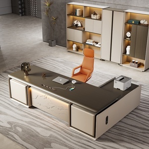 Escritorio de Oficina Ejecutivo en Forma de L, Ecológico y Urbano, para CEO o Jefe, Fácil de Ensamblar, con Panel Extensible, Estación de Trabajo de Madera - Product Image 5