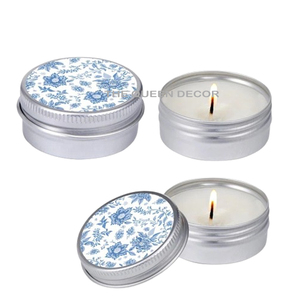 Handmade <b>Sets</b> of 2 Stainless Steel Metal Round Shape Silver Printed Scented Christmas <b>Candles</b> for Home Lighting Decoration - Product Image 1