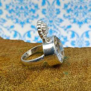 2024 New <b>Crystal</b> Design Clear Faceted Natural Gemstone <b>Ring</b> with Diamond 925 Sterling Silver Latest Sale - Product Image 3