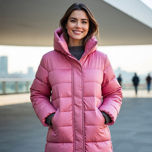 Chaquetas acolchadas con botones para mujer, chaquetas acolchadas con cuello levantado a la moda de invierno para mujer, Abrigo acolchado con burbujas para mujer - Product Image 4