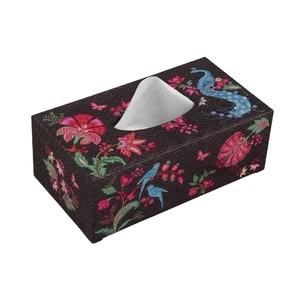 Couverture de tissu de couleur cuivre en métal imprimé moderne boîte de rangement de serviettes rectangulaire élégante porte-serviettes en métal boîte de mouchoirs en papier - Product Image 1