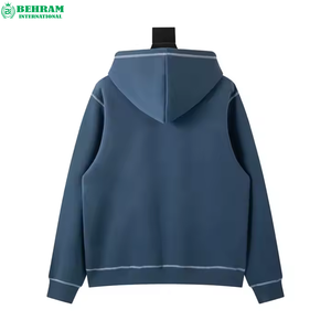 Alta calidad 100% algodón polar cremallera Sudadera con capucha transpirable cómodo contrato costura bordado cremallera sudaderas con capucha y sudaderas - Product Image 4