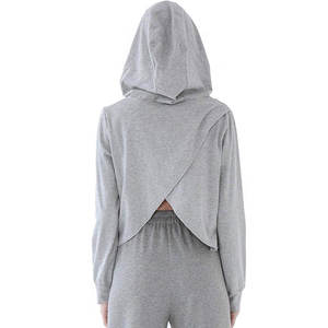 Sudadera Formal Gris de Punto para Mujer, 100% Algodón, Manga Larga, Asimétrica, con Cremalleras, Patrón Geométrico, Transpirable, para Verano - Product Image 3