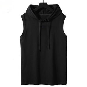 Sweat à capuche sans manches en coton mélangé décontracté pour hommes Pull personnalisé Débardeur d'entraînement avec motif brodé Sweats à capuche sans manches pour l'hiver - Product Image 1