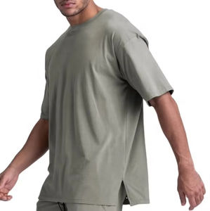 Camiseta de talla grande Super Heavy 220gsm gruesa de gran tamaño con hombros caídos 100% algodón Boxy Fit diseño de moda camiseta para hombre stock - Product Image 1