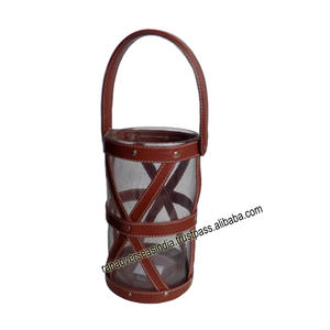 Best Quality Cylindrical Shaped Top on Demand <b>Glass</b> <b>Lantern</b> With Brown Leather Straps for Restaurant Hotel Party Decoration - Product Image 3