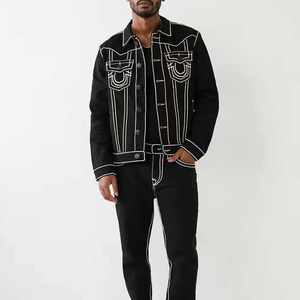 Denim Jacket for Man Custom Front Design Premium Quality Comfortable Long Sleeve Canvas Hooded Streetwear Outerwear <b>Factory</b> - Product Image 2