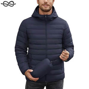 Veste matelassée compressible pour hommes Manteau d'hiver léger à capuche isolé Veste en duvet coupe-vent à fermeture éclair pour temps froid - Product Image 1