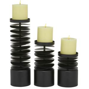 Trendy Set of 3 <b>Black</b> Iron Metal <b>Lantern</b> Candle Holders Goblet Style Decorative Stands for Weddings and Special Occasions - Product Image 1