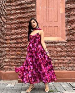 Robe en faux Georgette avec imprimé de fleurs et manches pour jolies filles, tendance 2022 - Product Image 5