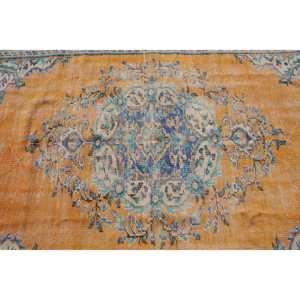 พรมตุรกีขนาดใหญ่ 5.2x8.3 ฟุต ลายพรางสีเหลืองวินเทจ - Product Image 4