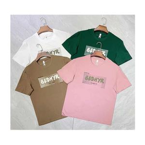 GSDQL T-shirt 100% coton pour hommes grande taille T-shirt graphique Streetwear de style formel avec tissu tissé à broderie imprimée bouffante - Product Image 4