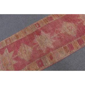 Turkish Vintage Rug, 2.4x7.4 ft <b>Runner</b> Rug, <b>Red</b> Brown Floral Rug - Product Image 5