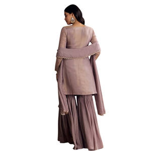 Vente en gros de tissu lavande Zardosi brodé Kurta Set avec organza Dupatta pour tenue de fête de mariage et occasions ethniques personnalisées - Product Image 4