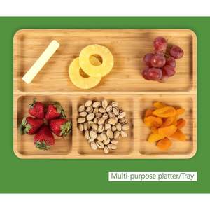 Vietnam Wholesales Spun Bamboo Serving <b>Tray</b> 2 Packs 4 Sections with Rectangle Shaped Tableware Restaurant to Store <b>Food</b> - Product Image 5