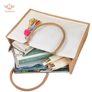 Nouveau gros sac fourre-tout en toile de jute écologique grand sac à main étanche pliable cordon de serrage pour le shopping voyage utilisation en plein air - Product Image 3