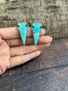 Handmade Sterling Silver Kingman Turquoise Drop Earrings Southwestern Artisan Jewelry for Her Wedding Party Gift Everyday Style - Product Image 3