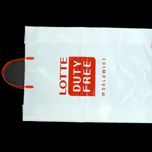 Bolsa de plástico con asa de bucle duro de PE/PA para compras de lujo para ropa, zapatos, embalaje, bolsa con asa rígida con logotipo personalizado