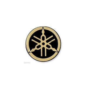 Adesivo 3D a Forma di Forcella Acustica Compatibile con Scooter e Moto Yamaha, 50 mm, Nero-Oro, Adesivo per Serbatoio - Product Image 1