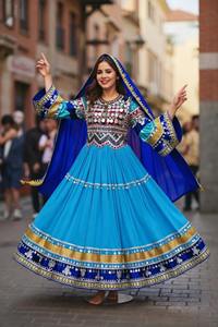 Robe traditionnelle pakistanaise vintage bohème à fleurs pour couple, faite à la main, style ethnique pashtun, tenue de mariage, longueur au sol - Product Image 3