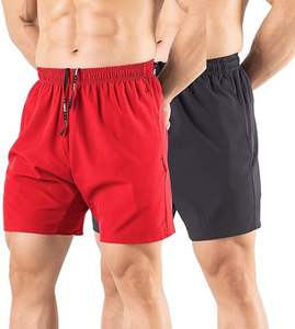 Pantalones Cortos Deportivos de Color Sólido para Hombre con Bolsillo con Cremallera y Cordón para Entrenamiento - Product Image 3