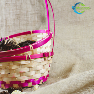 Round High-Quality Woven Kids' Easter <b>Basket</b> with Handle BAMBOO <b>BASKETS</b> From Vietnam <b>Basket</b> for <b>Egg</b> Hunts & Candy - Product Image 4