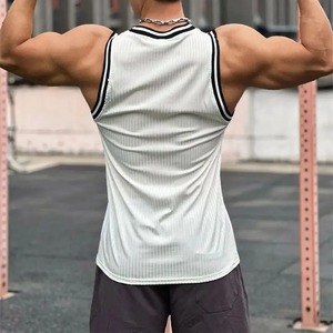 A la venta, chalecos de algodón, ropa interior sin mangas, camiseta sin mangas, chaleco muscular sólido, Camisetas interiores, cuello redondo, ropa de gimnasia, camisetas sin mangas para culturismo - Product Image 2