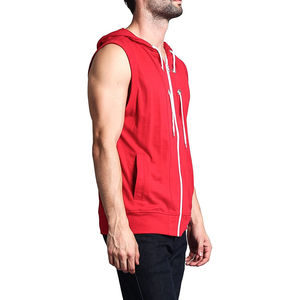 Sudadera con capucha deportiva sin mangas de algodón 100% para hombre, ropa de entrenamiento de invierno GSM 150, diseño de estampado teñido liso para ejercicio - Product Image 4