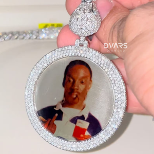 Men's Iced Out <b>Photo</b> <b>Pendant</b>, VVS Moissanite Memory <b>Pendant</b>, Custom Hip Hop Picture Charm, Gift For Him, Personalize RIP <b>Pendant</b> - Product Image 1