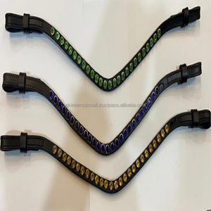 Bande de sourcils de cheval en cuir en forme de vague noire, décorée avec des cristaux ronds de marque, strass, bande de sourcils personnalisée, dernière tendance - Product Image 2