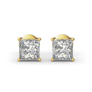 Boucles d'oreilles clous en or plaqué avec diamants Moissanite en forme de fleur pour fiançailles - Product Image 1
