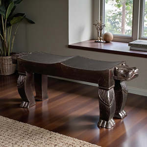 Banco Naga de Madera Hecho a Mano, Diseño Asiático, Muebles para Sala de Estar - Product Image 2