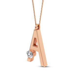 Colgante con Inicial de Letra Mayúscula, Diamante Cultivado en Laboratorio VVS VS EF, Plata de Ley 925 con Acabado en Oro, Personalizado, Solitario, Alfabeto - Product Image 5