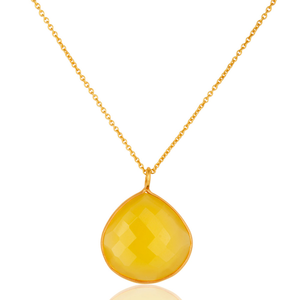 Collar de piedras preciosas de Calcedonia amarilla para mujer, collar con colgante de cadena chapado en oro y plata, proveedor de joyería, Colección delicada - Product Image 3