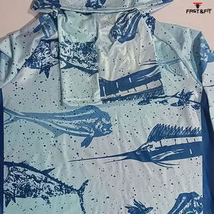 Sweat à capuche de pêche 100% polyester confortable et respirant pour hommes, manches longues décontractées avec design sublimé, caractéristique imperméable - Product Image 2