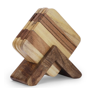 Posavasos de grano de madera de acacia natural, juego de 7 posavasos de tamaño personalizado con soporte para artículos de decoración de mesa, venta al por mayor de Vietnam - Product Image 6